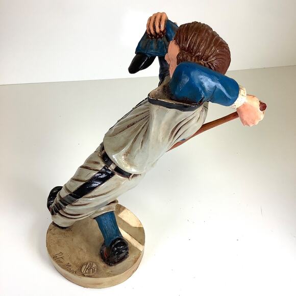 12.5” Peter Mook Signed Ceramic Baseball Player Swinging Bat Figure Statue *READ - Picture 15 of 16